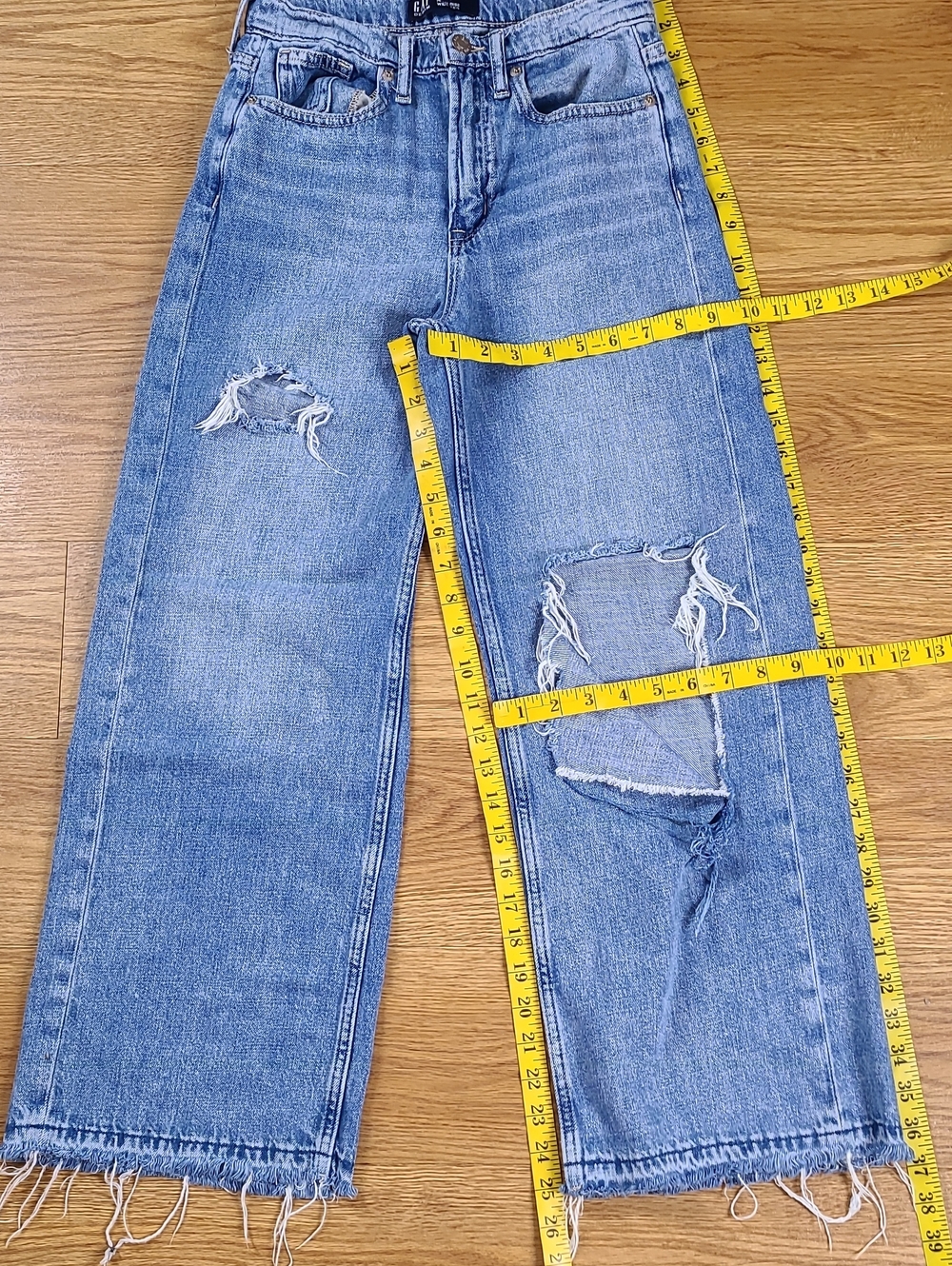 GAP 00x25 High-rise wide-leg girls 2023 pre-owned distroyed denim Jeans